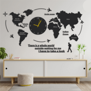 World Map Wooden Wall Clock