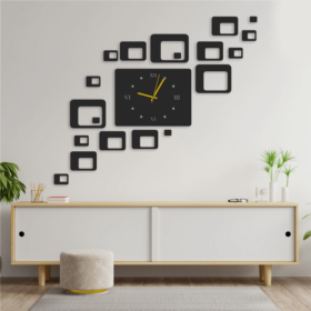 3D Squares Modern Big Wall Clock