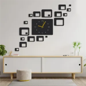 3D Squares Modern Big Wall Clock