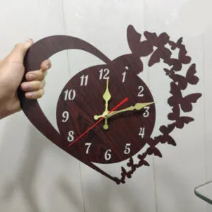Heart With Butterflies Wall Clock Real